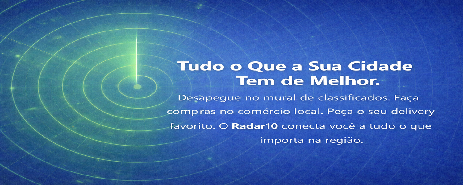 Tudo o que a sua cidade tem de melhor. Desapegue no mural de classificados. Faça compras no comércio local. Peça o seu delivery favorito. O Radar10 conecta você a tudo o que importa na região.